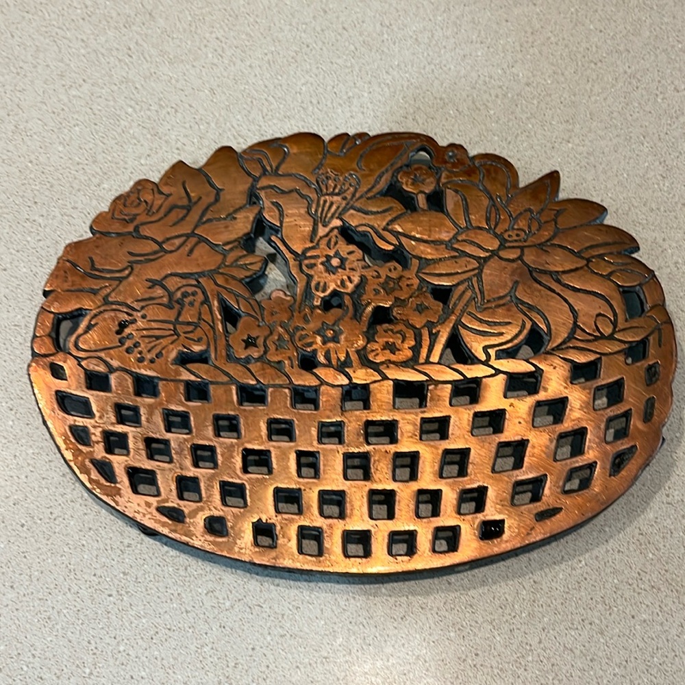 1983 Dutch Design copper and metal floral trivet